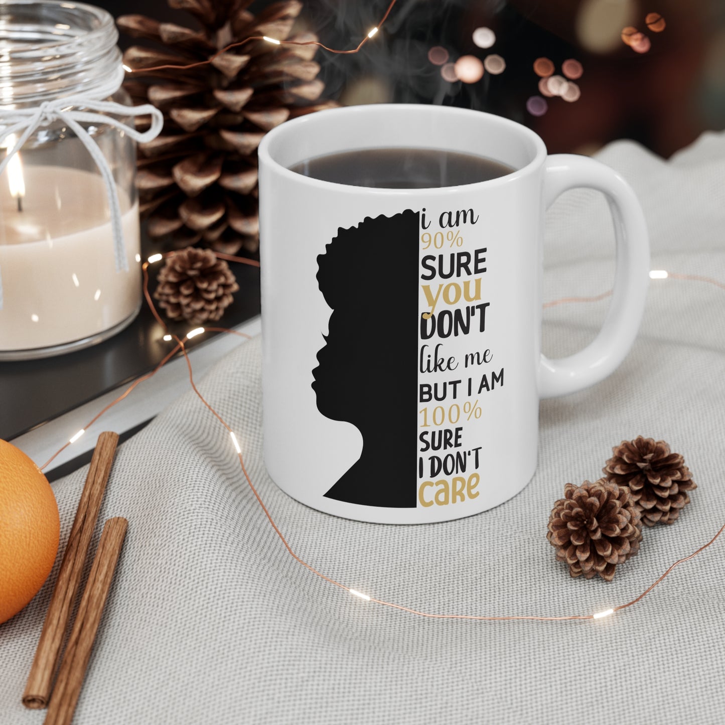 I Don't Care White Ceramic Mug, 11oz