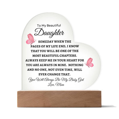 To My Beautiful Daughter | Printed Heart Acrylic Plaque