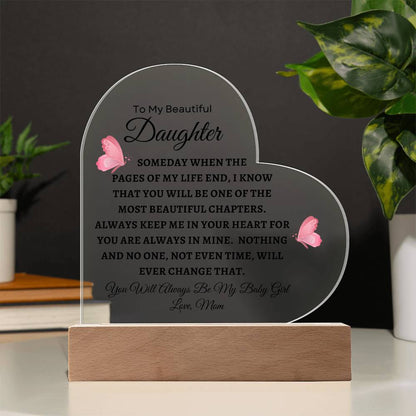 To My Beautiful Daughter | Printed Heart Acrylic Plaque