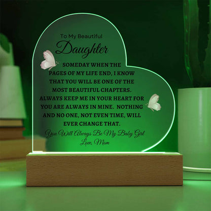 To My Beautiful Daughter | Printed Heart Acrylic Plaque