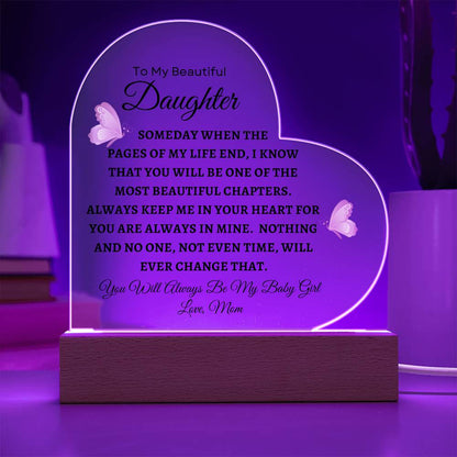 To My Beautiful Daughter | Printed Heart Acrylic Plaque