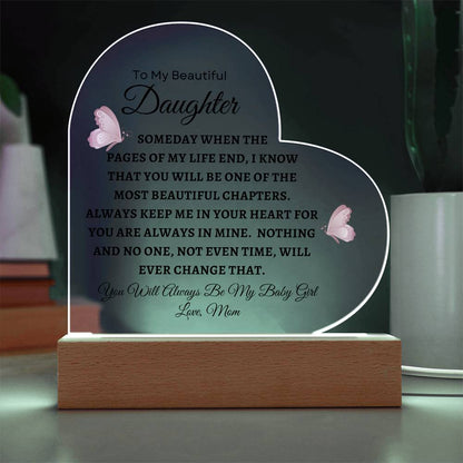 To My Beautiful Daughter | Printed Heart Acrylic Plaque